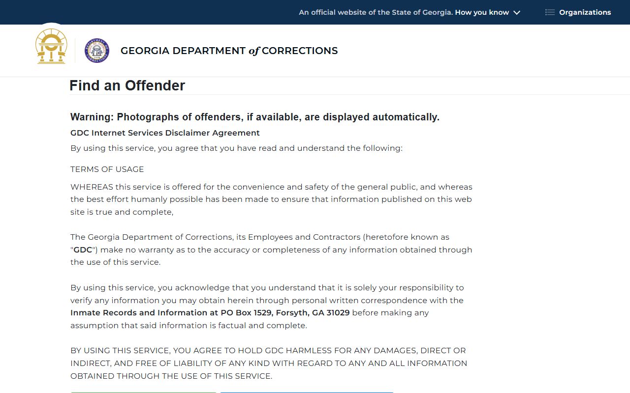 Georgia GDC offender query for Walker County inmate records