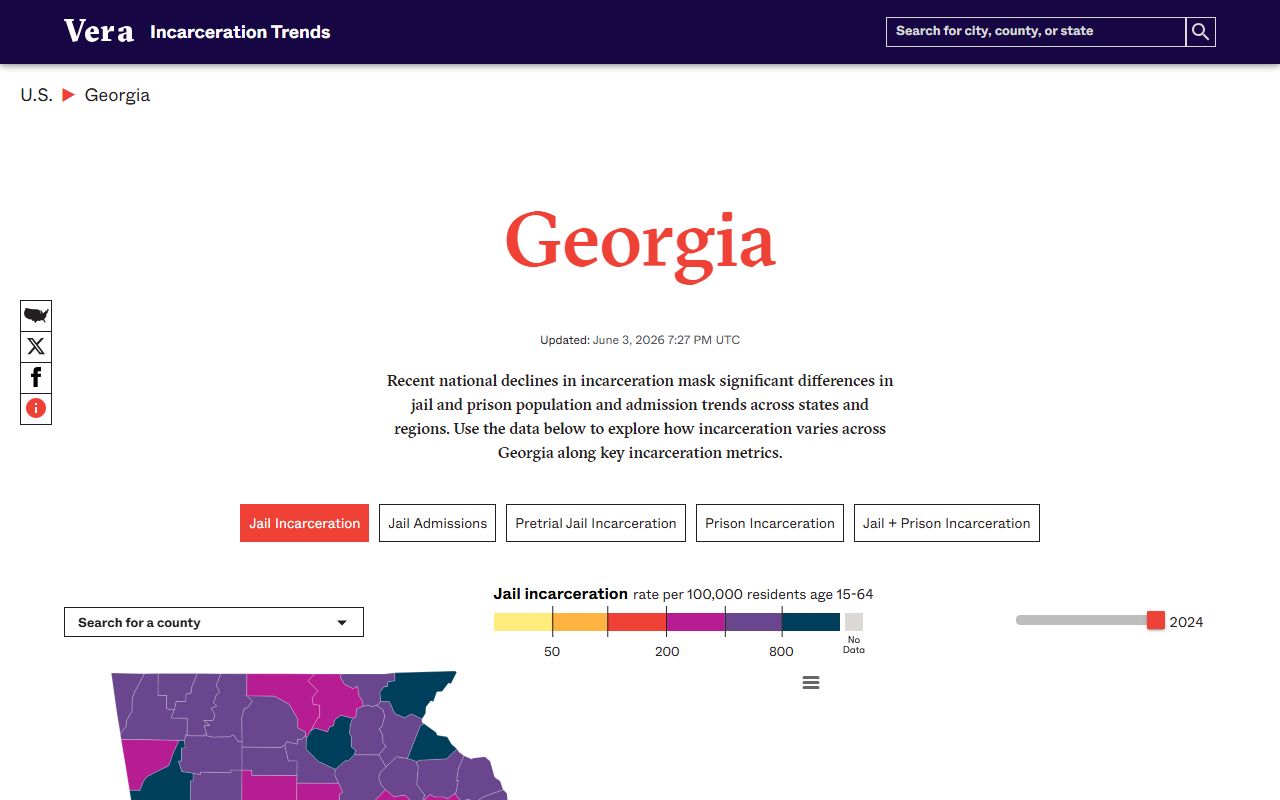 Walker State Prison inmate population Georgia incarceration trends source